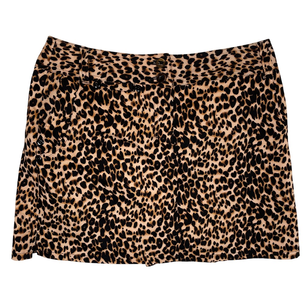 Bamboo‎ Traders Leopard Print Mini Skirt Women's Size 8 Tan Black 30" Waist